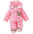 Gaorui Newborn Baby Jumpsuit Outfit Hoody Coat Winter Infant Rompers Toddler Bodysuit Pink