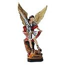 Archangel St. Michael Statue - Hand-Painted Miguel Arcangel Statue in Resin - Archangel of Protection and Justice - St Michael The Archangel Victoriously Over Satan Figurines for Collection Or Decor