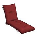 Arden Selections Outdoor Plush Modern Tufted Chaise Cushion, 76 x 22, Water Repellent, Fade Resistant, Tufted Cushion for Chaise Lounger 76 x 22, Ruby Red Leala