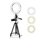 LED Selfie Ring Light with Tripod Stand Phone Holder USB Camera Photo Video Rechargeable Fill Lighting Kit Flash Devices 3 Lighting Modes Bracket Lamp for All Mobile Phones (Size : 7.8inLED)