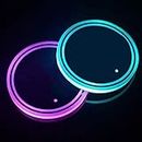 LED Cup Holder Lights, 2pcs LED Car Coasterss with 7 Colors Luminescent Light Cup Pad, USB Charging Cup Mat for Drink Coaster Accessories Interior Decoration Atmosphere Light.
