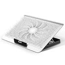 Dyazo Aluminum Laptop Cooling pad |Mat | Notebook Cooler Single Large Silent Cooling Fan, with Height Settings Compatible for MacBook, Lenovo, Hp & Other laptops upto15.6 Inches (Silver)
