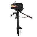 2 Stroke Outboard Motor, 3.6 HP 55CC Heavy Boat Engine for Fishing Boat, Motorboat and Inflatable Boat, CDI Ignition System and 360 Degree Steering Function, Short Shaft