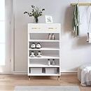 TEKEET Nice Cabinets & Storage-Shoe Cabinet High Gloss White 60x35x105 cm Madera de ingeniería