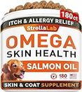 Fish Oil Omega 3 Treats for Dogs - Allergy and Itch Relief - Skin and Coat Supplement - Joint Health - Wild Alaskan Salmon Oil - Shedding, Itchy Skin Relief - Omega 3 6 9 - EPA & DHA - 180 Treats