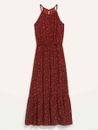 NWT Old Navy Waist-Defined Braided-Strap Printed Maxi Dress for Women Orange XXL