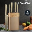 5-Star Chef 6PCS Kitchen Knife Set Stainless Steel Nonstick Block Chef Sharp