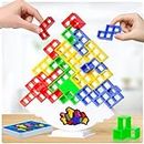 MOTREE 48PCS Tetra Tower Stacking Game Toys for Kids, Stack Attack Balance Game for Adults Parties Team Building Blocks, 2 Players Tetris Tower Games Toy Gifts for 3 4 5 6 7 8 Year Old Boys/Girls