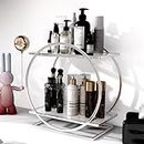 YIWANFW Perfume Organizer Tray for Bedroom Dresser- Sliver Makeup Organizer for Vanity, 2 Tier Perfume Stand Skincare Holder Cosmetic Display Rack, Bathroom Countertop Organizer, Make Up Storage Shelf