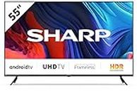 Sharp 55FL1EA - TV Android 55" Frameless (sin Marco, 4K Ultra HD, 3X HDMI 2.0, 2X USB, Bluetooth), Google Assistant, Chromecast, HDR10, DTS HD, Color Negro