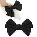 WLLHYF Bow Shoe Clips, 2 PCS Removable Solid Color heels Shoe Buckle decorative Cute Jewelry charms Bag Clothing Hair Accessories for Women Girls Sandals Flats Pumps(Black)
