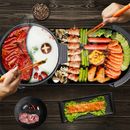 Electric 2 in 1 Hot Pot BBQ Oven Smokeless Barbecue Pan Grill Hotpot Machine AU