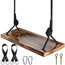 ATFWEL Tree Swing Seat, Carbonized Hanging Swing Seat with Adjustable Rope for Adult Kids Garden,Yard,Indoor,Outdoor Durable Wooden Swing Can Withstand 440LB (17.7x7.9x1.0 inch)