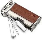 Windproof Cigar Lighter with Metal Tools Angled Soft Flame Butane Gas Refillable Lighters Gift Set for Men (Sold Without Gas)