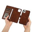 GoshukunTech for iPhone 11 Pro Max Case [2 in 1 Wallet Leather Case] Detachable Magnetic Flip Cover with Card Slots & Wrist Strap for iPhone 11 Pro Max(6.5")-Brown