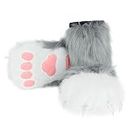 hbbhml Animal Fuzzy Bear Cat Wolf Dog Fox Fursuit Feet Paw Claw Shoes Furry Boots Costume Accessories for Adult, Gris, One Size Women/One Size Men