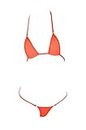 LinvMe Women's Extreme Sexy Hot Silk Micro Bikinis Set Mini Thong Swimwear, Reddish Orange, One Size