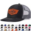 Custom Leather Patch Trucker Hat for Men & Women - Personalized Text & Photo Baseball Cap Laser Engraved.