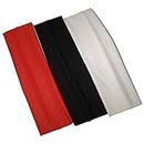 SENECIO Cotton ? 3Pc Gym Workout Multicolor Soft Stretchable Wide Strap Headband For School Girls & Women (White-Black-Red)