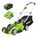 Greenworks 40V 16" Cordless (Push) Lawn Mower (75+ Compatible Tools), 4.0Ah Battery and Charger Included