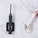 Gravity Sensor Wall Mounted Electric Toothbrush Holder, No Punch Adhesive Toothbrush Holder, Bathroom Organizer Decorative Box (2PCS, Black & White)