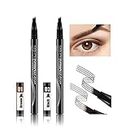 Boobeen 2PCs Eyebrow Tattoo Pen, Four Prong Microblading Eyebrow Pen Liquid Brow Pen Eyebrow Makeup Durable, Waterproof and Smudge Proof