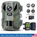 Mini Wildlife Camera 24MP 1080P Trail Game Scouting Cam Night Vision +SD Card