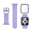 XFEN Sport Silicone S/M Size Band and Case with Screen Protector for Apple Watch Series 6 SE Series 5 Series 4 44mm - Lavender Purple