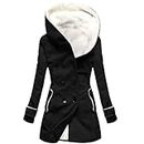 Black of Friday Sale Items Womens Winter Coats Warm Thick Sherpa Fleece Lined Jackets Elegant Double Breasted Hooded Sweatshirts with Pockets Walmart Clearance Deals