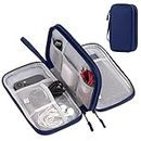 Arae Electronic Organizer, Travel Cable Organizer, Double Layers Portable Waterproof Pouch, Electronic Accessories Storage Case for Cable, Cord, Charger, Phone, Earphone (Dark Blue)