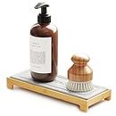 SpaceAid DryingNeat Instant Dry Sink Caddy Organizers, Kitchen Sponge Soap Holder Dispenser, Countertop Fast Drying Counter Tray Rack (Bamboo, Gray)