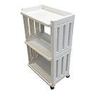 Rolling Storage Utility Cart Slim Organizer Shelf with Wheels 3 Tier Narrow Places Mobile Shelving Unit Tower Rack for Kitchen Bathroom Laundry Room Home Office Bedroom Living Room Washroom, White