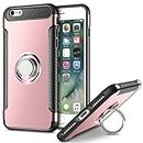 UEEBAI Case For iPhone 6 6S,Ultra Slim Shockproof Silicone TPU+PC Case Anti-Scratch Back Case 360 Degree Rotatable Ring Kickstand Used As an In-car Phone Holder Stand Cover for iPhone 6/6S -Rose Gold