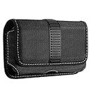 Horizontal Cell Phone Holster, MoKo Nylon Belt Clip Holster丨Newly Updated Stereoscopic Outlook Pouch Fits iPhone 14/14 Plus/pro/pro max/SE 3 2022/iPhone 13-8 Series, Samsung S21/S10/S9/S8, Black