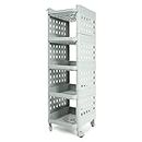ADA® Premium 5 -Tier Rolling Stackable Multifunctional Storage Shelf Basket Utility Cart Rack Storage Organizer Cart for Kitchen, Pantry Closet, Bedroom, Bathroom, Laundry - Grey (28 x 33 x 95cm)