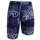 2UNDR Mens Swing Shift 9" Boxer Long Leg Underwear (Drippings, X-Large)