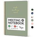 Taja Meeting Notebook for Work Organization - Work notebook with action items, Meeting Minutes Planner Notebook, Perfect Office Supplies for Men & Women - Green