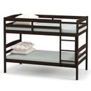 Twin Over Twin Bunk Bed Wooden Convertible Into 2 Beds High Guardrails Espresso