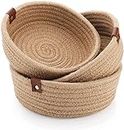 Onesto® Mini Rope Storage Natural Handwoven Jute Shelf Basket For Your Home & Kitchen (Small,Medium,Large) - Pack of 3 (SET OF 3, Beige)