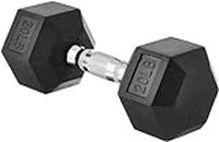 Amazon Basics Rubber Encased Exercise & Fitness Hex Dumbbell, Hand Weight for Strength Training, 20 lb, Black & Silver