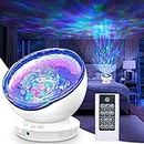 Dravizon Night Light Projector Ocean Wave - Sound Machine with Soothing Nature Noise and Relaxing Light Show - Color Changing Wave Light Effects for Kids Adults Bedroom Living Room – White
