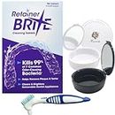 Retainer Brite 96 Tablets (3 Months Supply) + Denture Brush + Retainer Case With Mirror - Retainer Cleaner Tablets for Plaque, Tartar, Invisalign, Mouth Guard, Dentures & Orthodontic Appliances