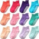 Aroveea Baby Toddle Socks Grip Non Slip Boys Girls Cotton Socks 12 Pack for 1-3T Kids Ankle Cute Socks 6M-7Years