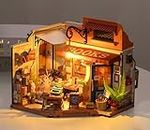 ROBOTIME DIY Miniature House Casa de Muñecas Librería, Casa Miniatura para Montar de Madera con LED, Maqueta Miniatura Biblioteca Regalo para Adultos y Niños