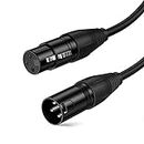 CableCreation XLR Microphone Cable, 15FT XLR Male to Female 3PIN Balanced Mic Cords for Recording Applications,Mixers,Speaker Systems,DMX Lights.Black