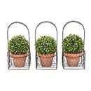 Pure Garden Faux Boxwood– 3 Matching Realistic 9.5" Tall Topiary Arrangements in Decorative Metal Baskets for Indoor Home or Office (Set of 3)