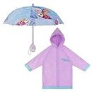 Disney Girls Kids Umbrella and Slicker, Frozen Elsa and Anna Toddler and Little Girl Rain Wear Set, For Ages 2-7, Light Purple, Large - Age 6-7