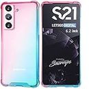 Folmecket - Funda para Samsung Galaxy S21 5G, a prueba de golpes, cristal transparente, protector delgado para Samsung S21 5G Phone Case de 6,2 pulgadas (transparente S21 5G rosa azulado)