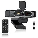 Angetube 4K Webcam - PC Kamera mit Abdeckung und Fernbedienung,Doppel-Rauschunterdrückungs mikrofon, mit USC-C-Adapter, Plug-and-Play, geeignet für Win/MAC/PC/Laptops