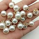 SUKPSY 50 Pcs Inlaid Rhinestone Imitation Pearl Beads 10 mm Faux Pearl Pendant Accessories for Clothes, Hair Accessories, Earrings, Bracelets DIY Craft Making